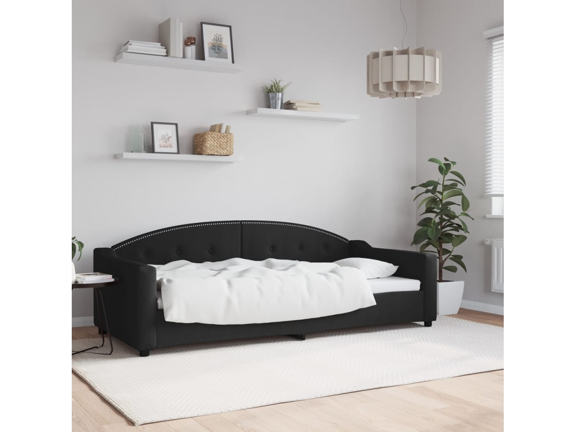 Sofá Cama Sin Colchón Tela Negro 90x200 Cm