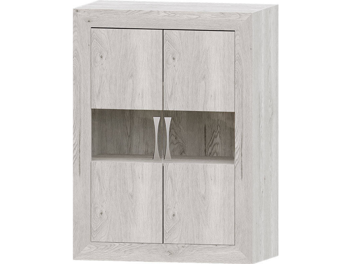 Aparador MUEBLAM Niza (Blanco Artic y Plateado - Melamina - 80x120x42 cm)