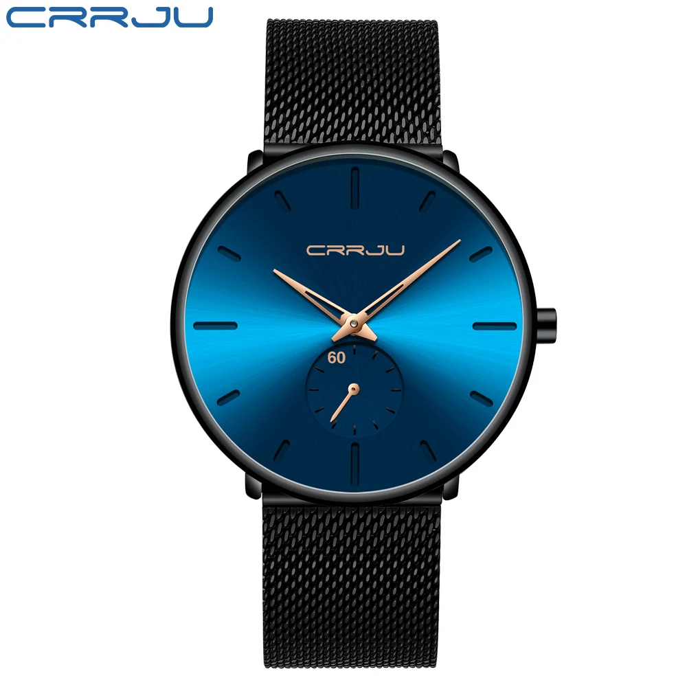 Elegante reloj de hombre, resistente al agua, ultrafino, con correa de malla y diseño minimalista.
