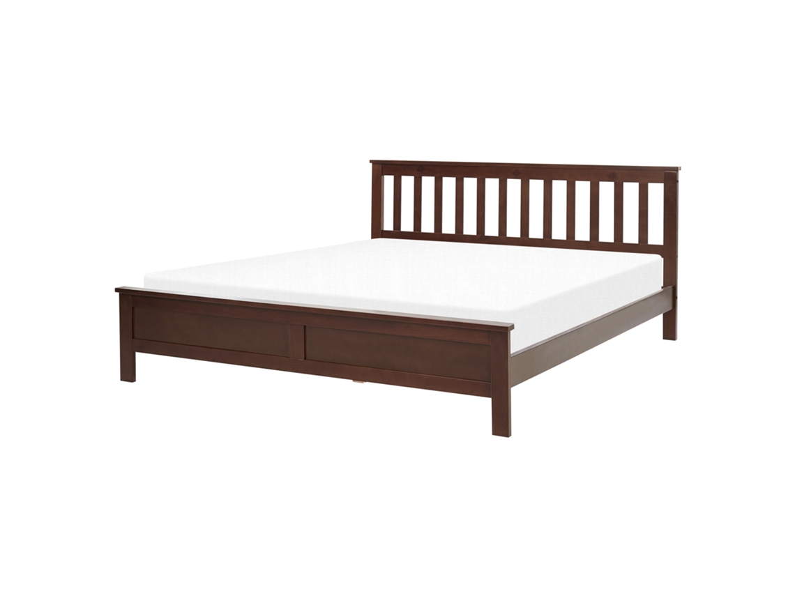 Cama con somier BELIANI Mayenne de Madera de pino Madera oscura 169x208x88