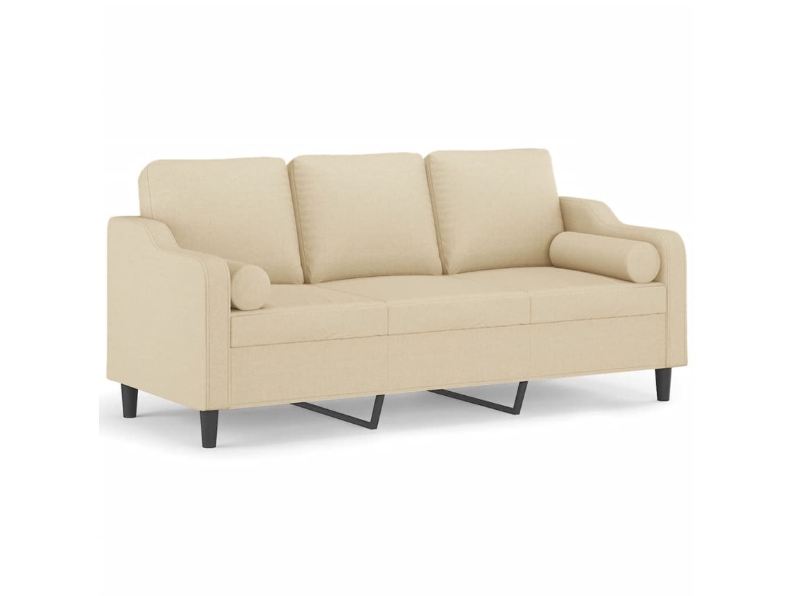 Maison Exclusive - Sofá De 3 Plazas Con Cojines Tela Color Crema 180 Cm