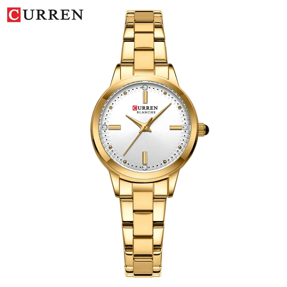 Reloj Para Mujer (dorado Y Blanco) Con Correa De Acero Inoxidable Resistente Al Agua Y Diseño Sencillo