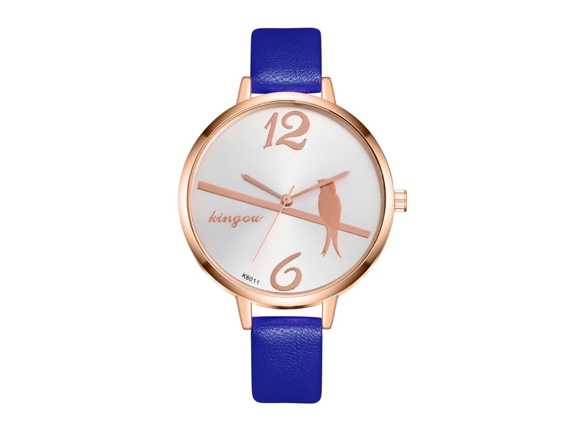 Reloj De Pulsera Analógico Sencillo Para Mujer Zhoulianfa Con Correa Delgada De Pu, Movimiento De Cuarzo, Azul.