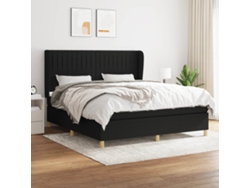 Cama Box Spring Con Colchón Tela Negro 180x200 Cm