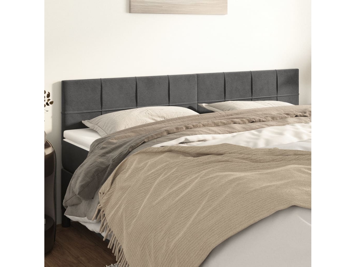 Cabeceros 2 Unidades De Terciopelo Gris Oscuro 80x5x78/88 Cm
