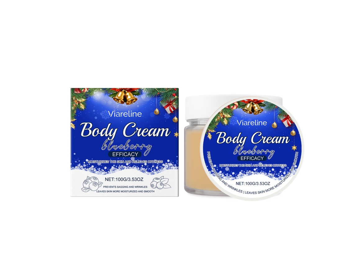 Crema corporal nutritiva e hidratante con sabor a arándanos.