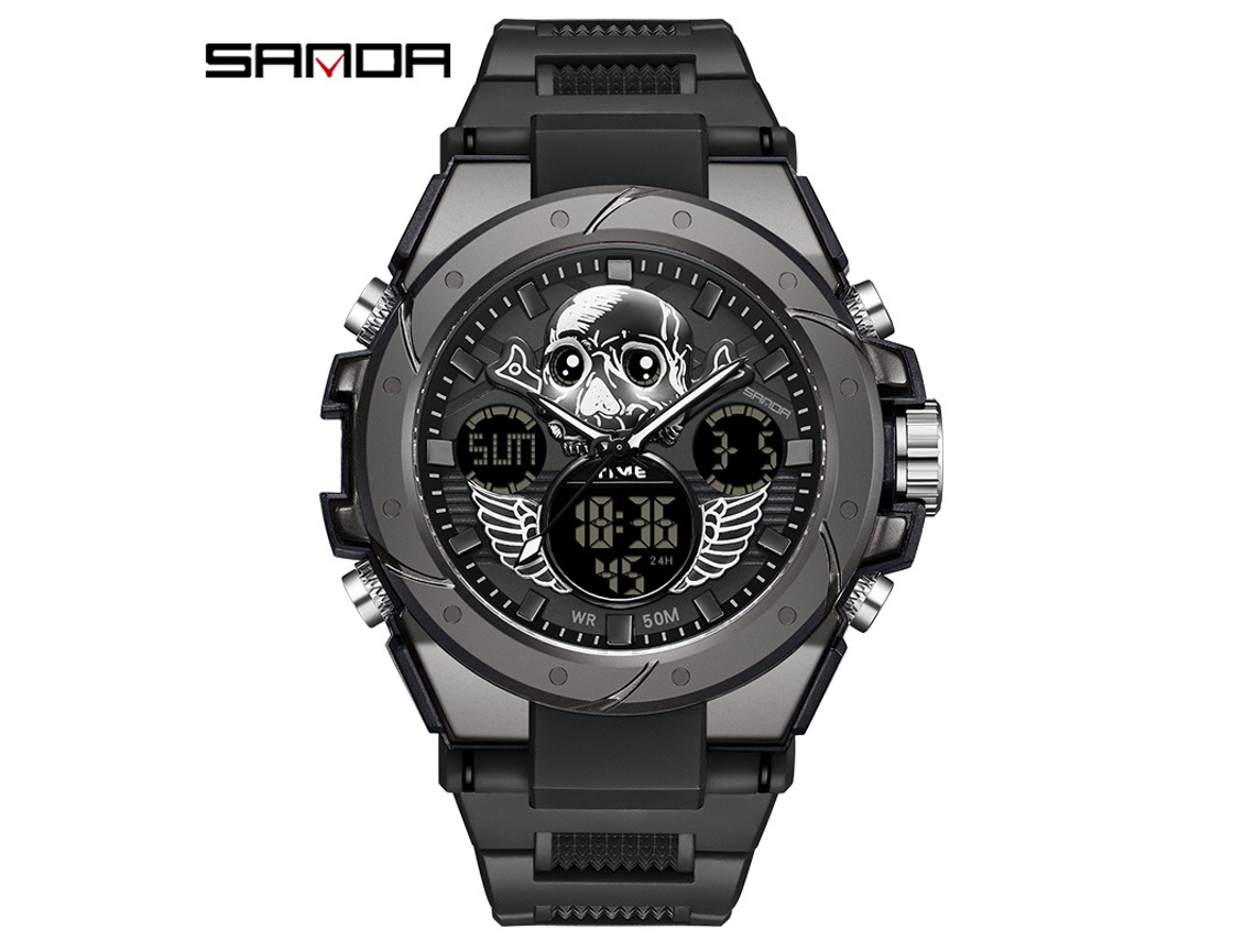 Reloj Electrónico (para Hombre, Totalmente Negro), Reloj Deportivo Impermeable Para Exteriores, Reloj Electrónico Multifuncional Luminoso.