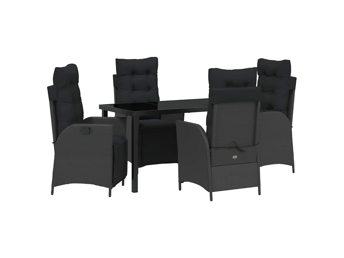 Maison Exclusive - Conjunto De Comedor De Jardín 5 Pcs Negro Ratán Sintético