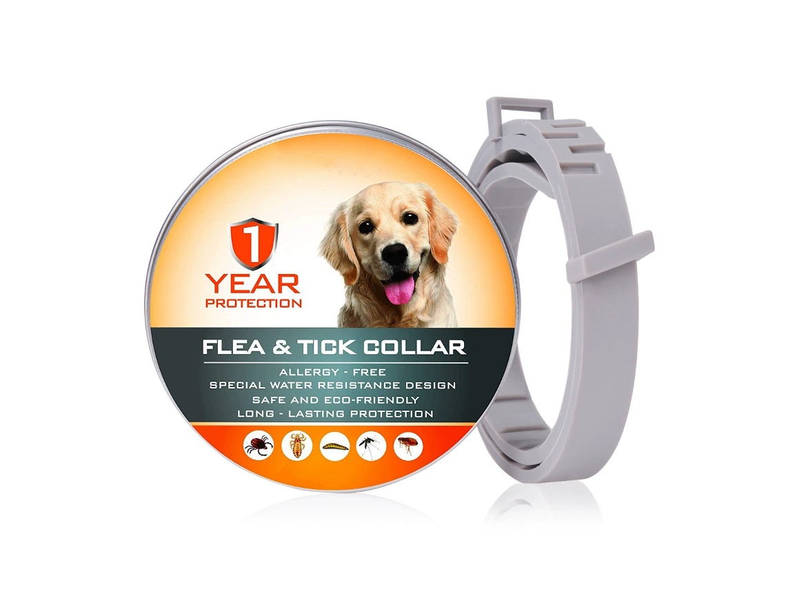 Collar antiparasitario Inovarea para perros, 1 año de protección, control de pulgas y garrapatas, bajo riesgo de alergia, resistente al agua.