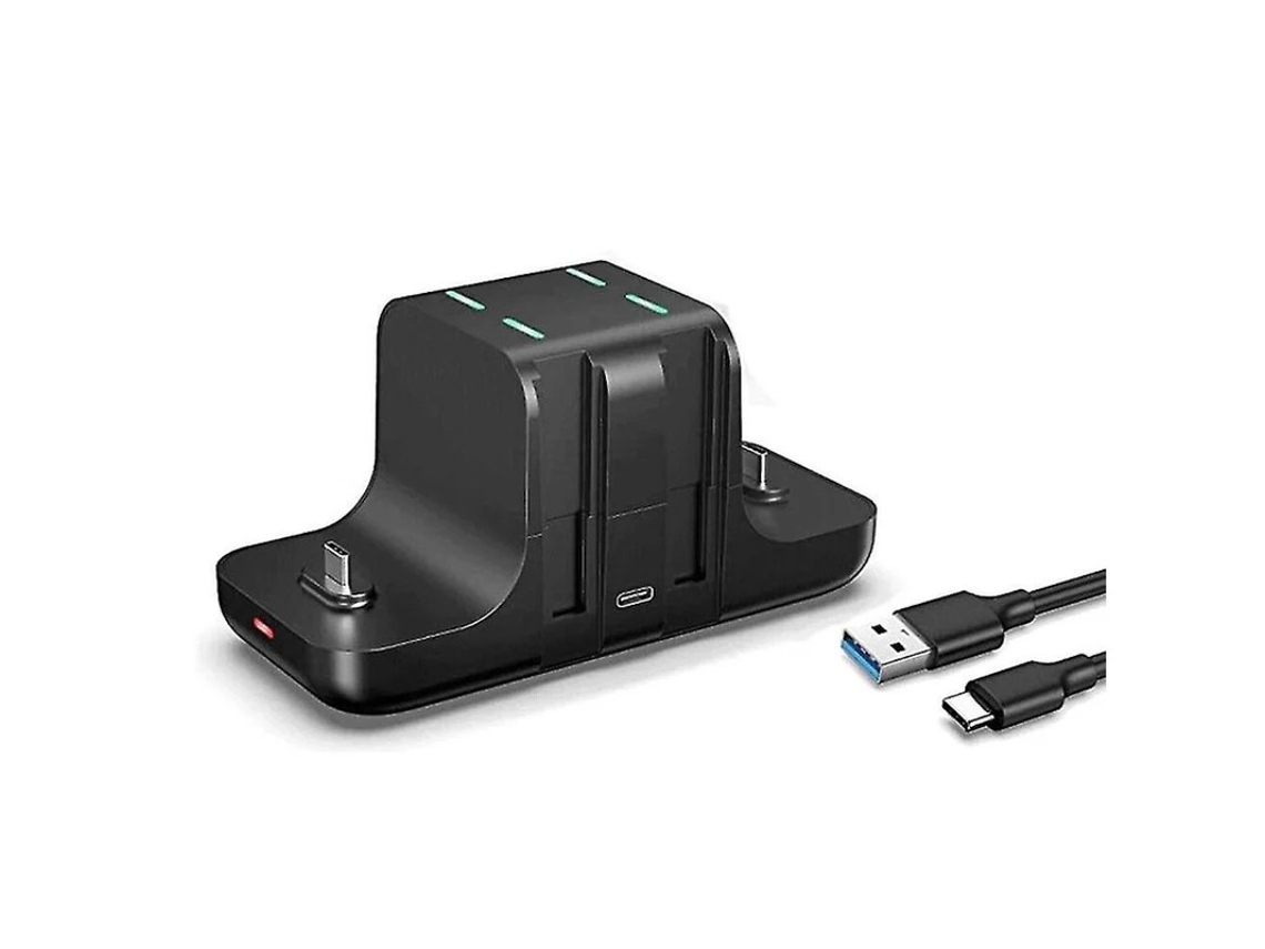 Estación de carga 4 en 1 con indicador LED y base antideslizante para consola Switch negra Yizhood