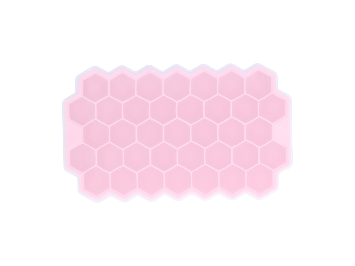 Bandeja De Silicona Para Cubitos De Hielo Con Tapa, 37 Cubitos, Moldes Apilables Aptos Para Alimentos, Color Rosa.