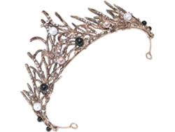 Tiare De Mariée Baroque Noire Perles Cuelloronne De Mariage Élégante Para Femmes Bandeau Coiffure An...