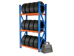 Relaxdays Estantería Para 12 Neumáticos, Alxanxf: 180x120x50 Cm, 600 Kg, Acero, Sistema Sin Tornillos, Azul/naranja