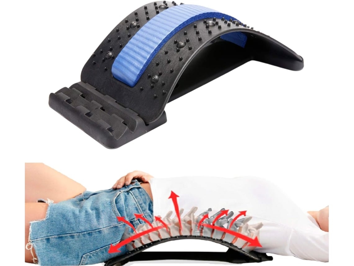 Soporte lumbar con extensor de espalda y masajeador de acupresión magnético.