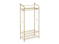 Bengaleiro Relaxdays Em Metal, Bengaleiro Vintage, Medidas: 161 X 78 X 36 Cm, 3 Prateleiras E Varão, Dourado