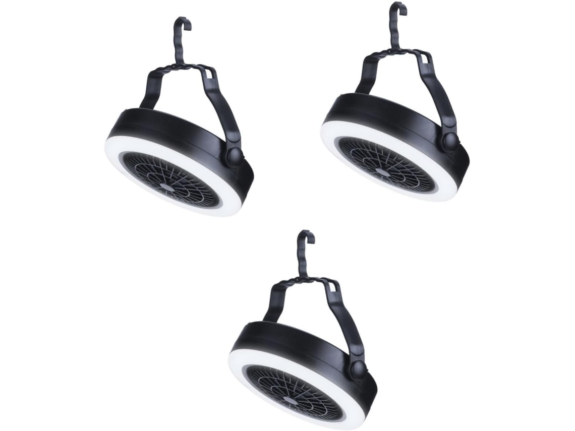 Juego De 3 Ventiladores Usb Para Camping, 18 Led, Luces Portátiles Multifuncionales Para Tiendas De Campaña, Diseño Negro.