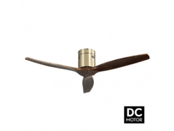 Ventilador Dc Aguilon Cuero 3 Aspas Roble 5 Velocidades Sin Luz con mando y temporizador 132d FABRILAMP
