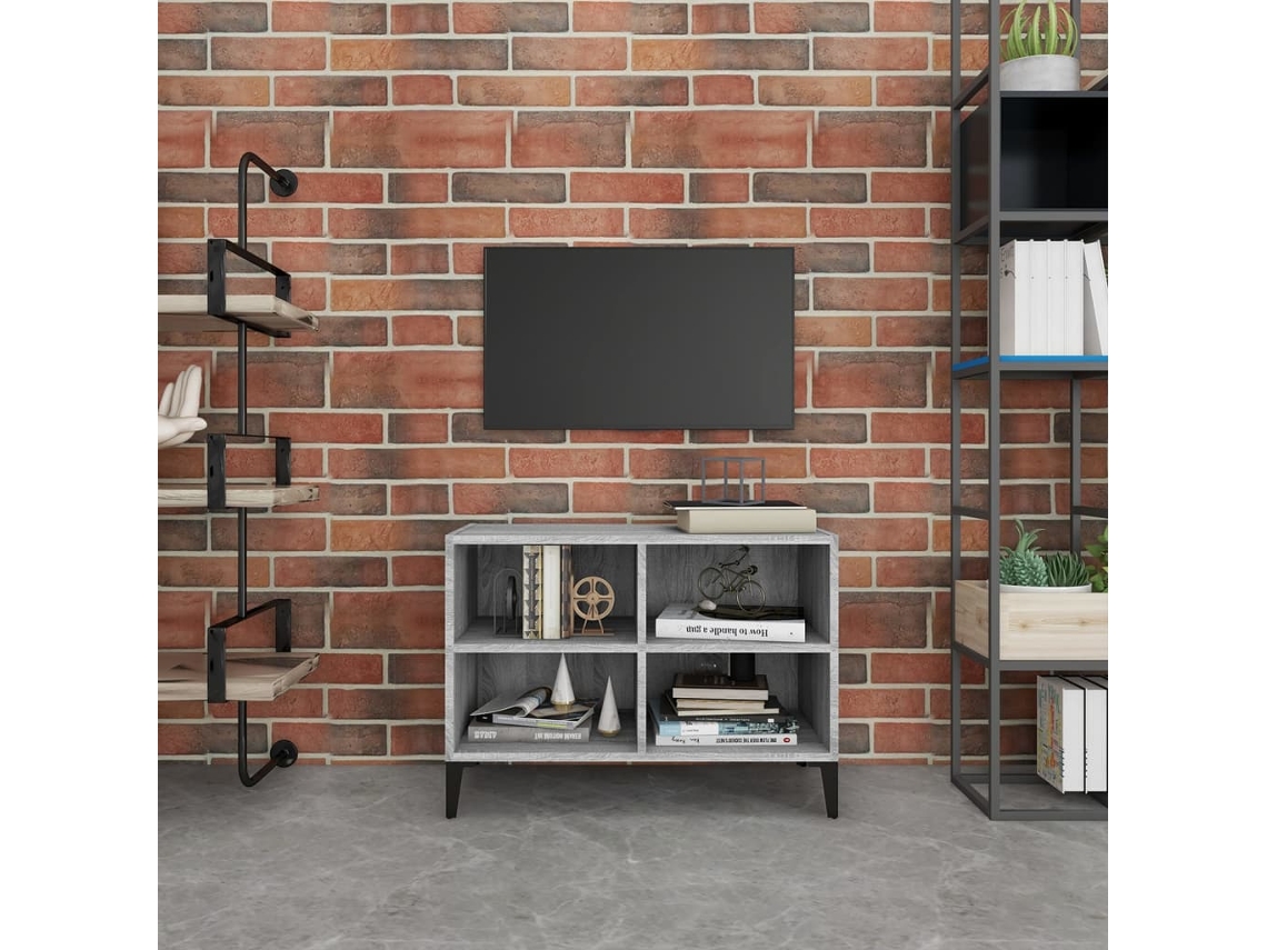 Mueble de Armario Tv con Patas de Metal 69,5X30X50 Cm Gris Sonoma