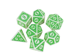 Ats-set De 7 Dados Poliédricos Transparentes Con Números Impermeables Portátiles Para Juegos De Mesa Y Rol Verde