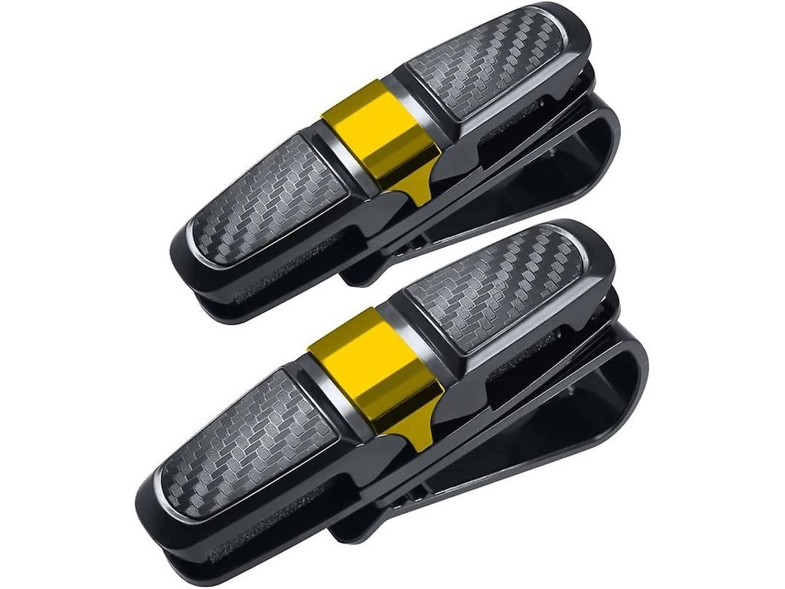 Porta Gafas Para Visera De Coche, Organizador Automotriz Para Gafas De Sol Y Tarjetas - Negro Y Oro