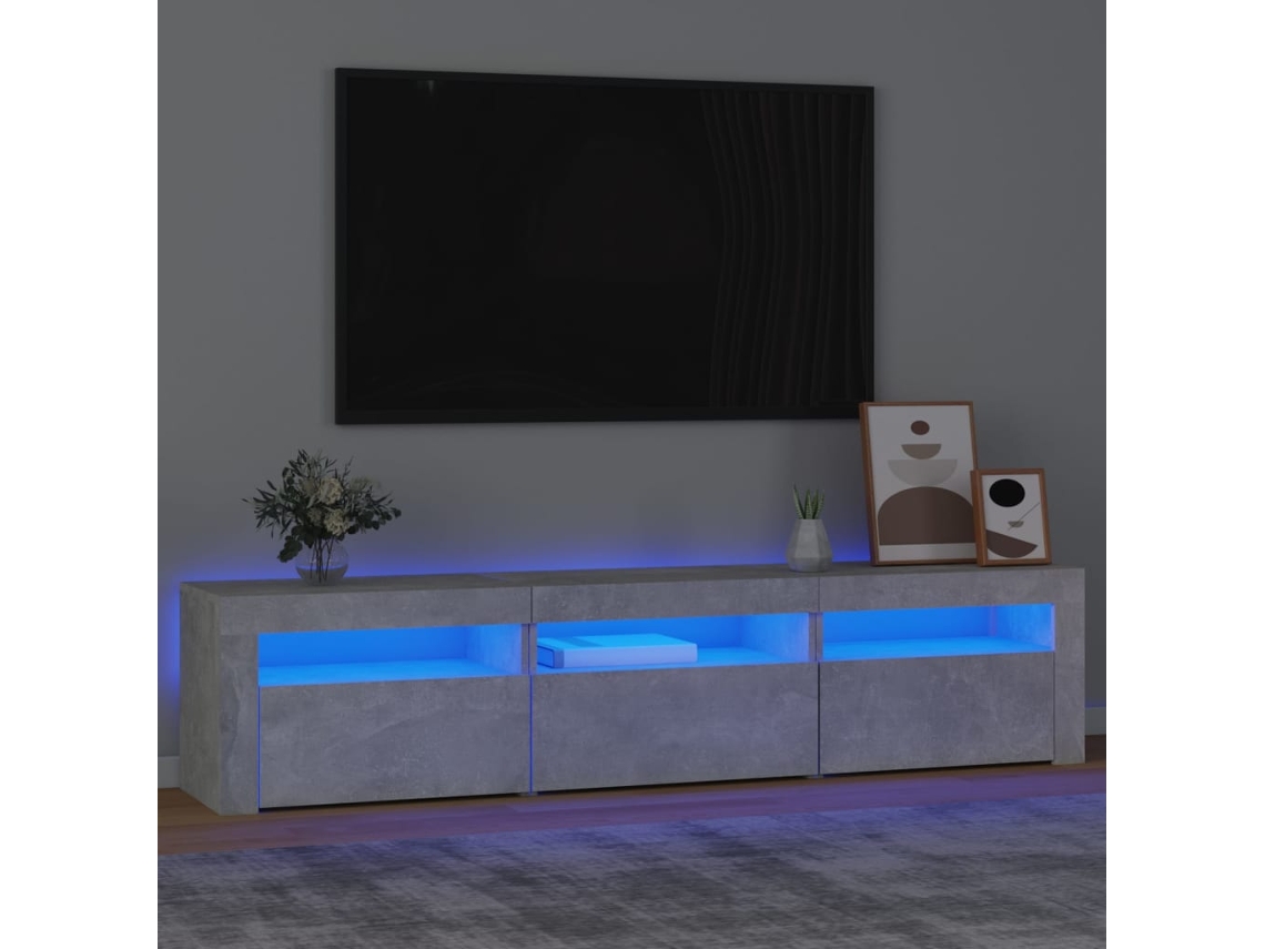 Estantería/Mueble de TV con luces Led 180X35X40 Cm Gris Sonoma