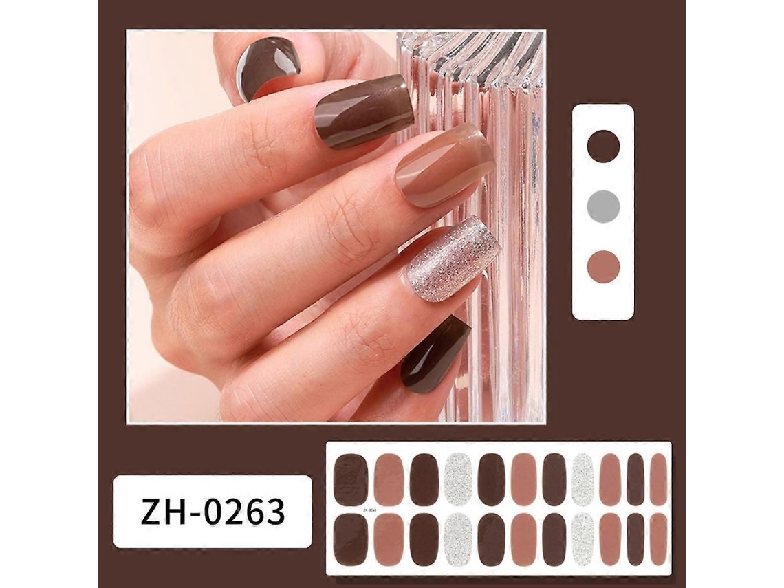 Pegatinas de uñas de gel semicuradas. Requiere lámpara UV/LED. 22 unidades. Envolturas de esmalte de uñas de gel GOKOCO.