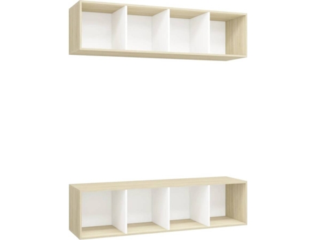Conjunto 2 Mueble para la televisión VIDAXL Blanco Madera contrachapada (37x37x142.5 cm)