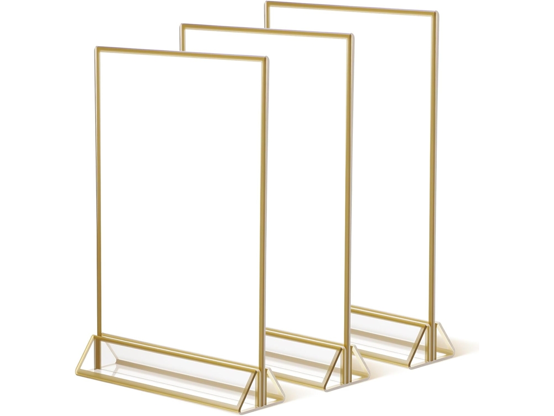 Juego De 3 Soportes Acrílicos Para Carteles, Ideales Para Exhibir Menús, Carteles Y Tarjetas De Visita.