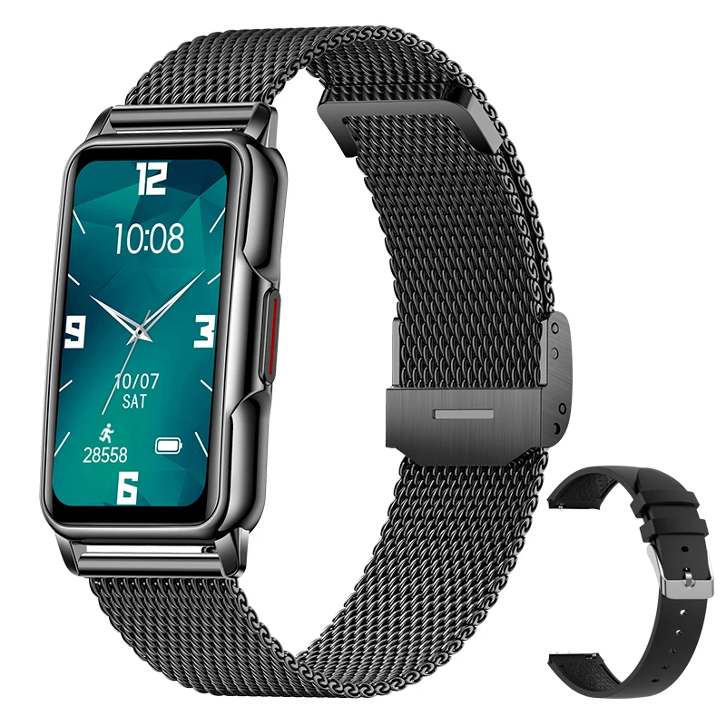 Reloj inteligente con pantalla táctil de 1,47 pulgadas y monitorización de la salud. MDUG (Correa de malla negra)