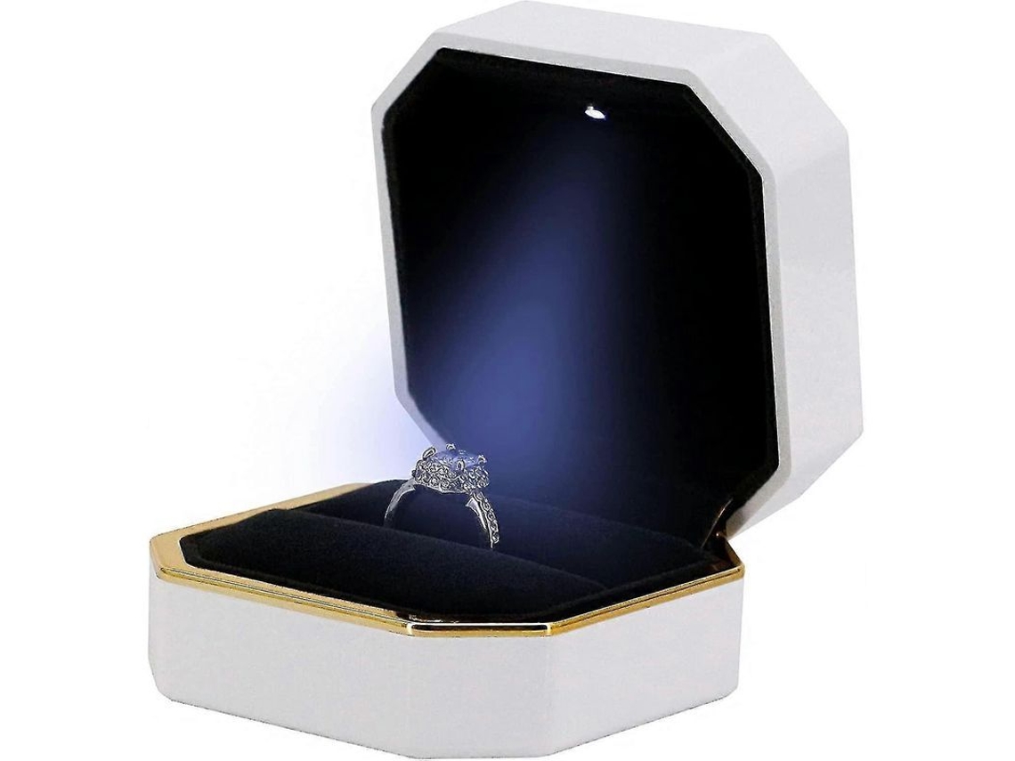 Caja Para Anillos Con Luz Led Para Regalo De Joyería De Compromiso