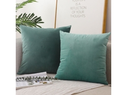 2026-funda De Almohada De Terciopelo Verde Ciprés 45x45 Cm, Suave Y Lujosa, 2 Piezas, Sin Relleno