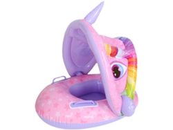 Flotador para bebé con asiento de seguridad y toldo extraíble para piscina inflable Gertiz (Unicornio rosa)