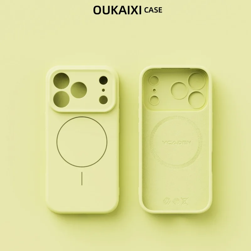 (iphone 12 Pro Amarillo) Funda De Silicona Líquida Para Teléfono, Compatible Con Fijación Magnética Magsafe, Protege La Lente.