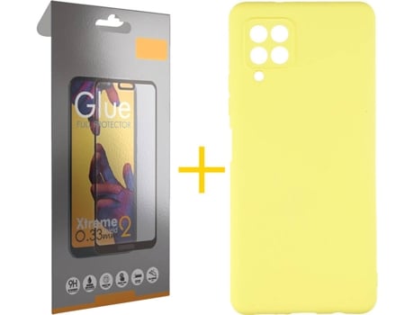 Kit Funda + Protector de Pantalla Samsung A12 5G SKYHE Cristal Templado 4188 Amarillo