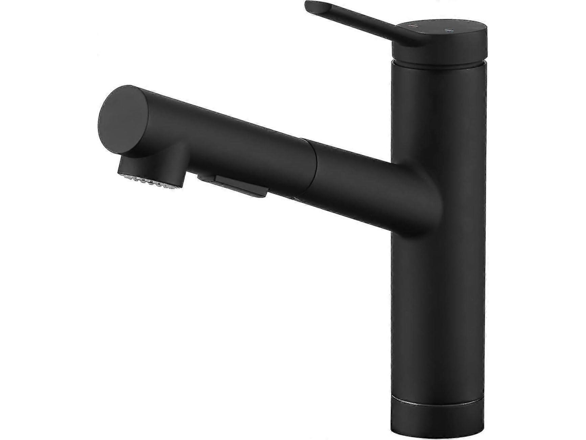 Grifo De Cocina Con Spray Retráctil, 2 Modos De Chorro, Giratorio 120°, Grifo Mixer De Sink, Monomando, Negro Mate