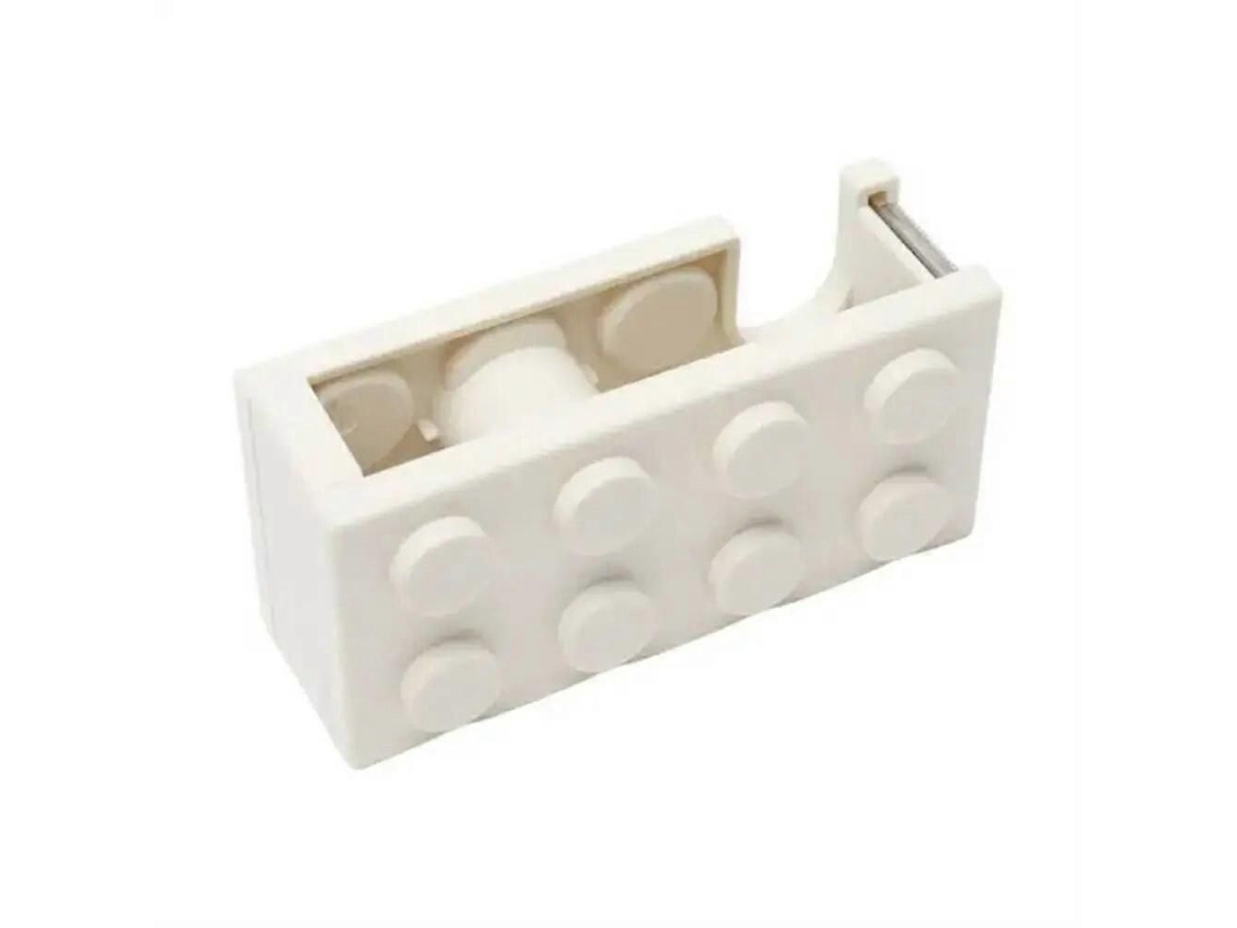Dispensador de cinta adhesiva duradera, dispensador creativo con forma de bloque de construcción y rollo de plástico de alta calidad GOKOCO