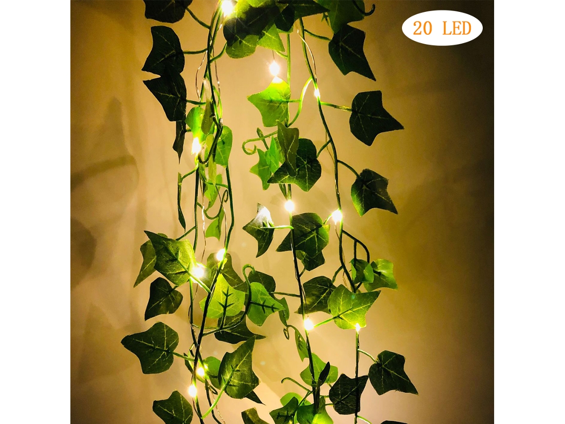 Rebe-luz De Cadena Led De Plantas Artificiales Hojas Verdes En Vaina Operada Por Batería Para Decoración De Hogar Y Bodas
