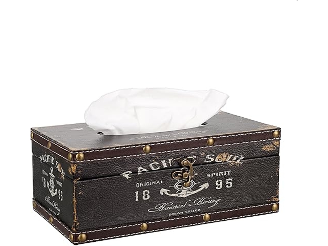 Caja Pañuelos Madera Sumnacon Con Tapa, Decorativa Marrón