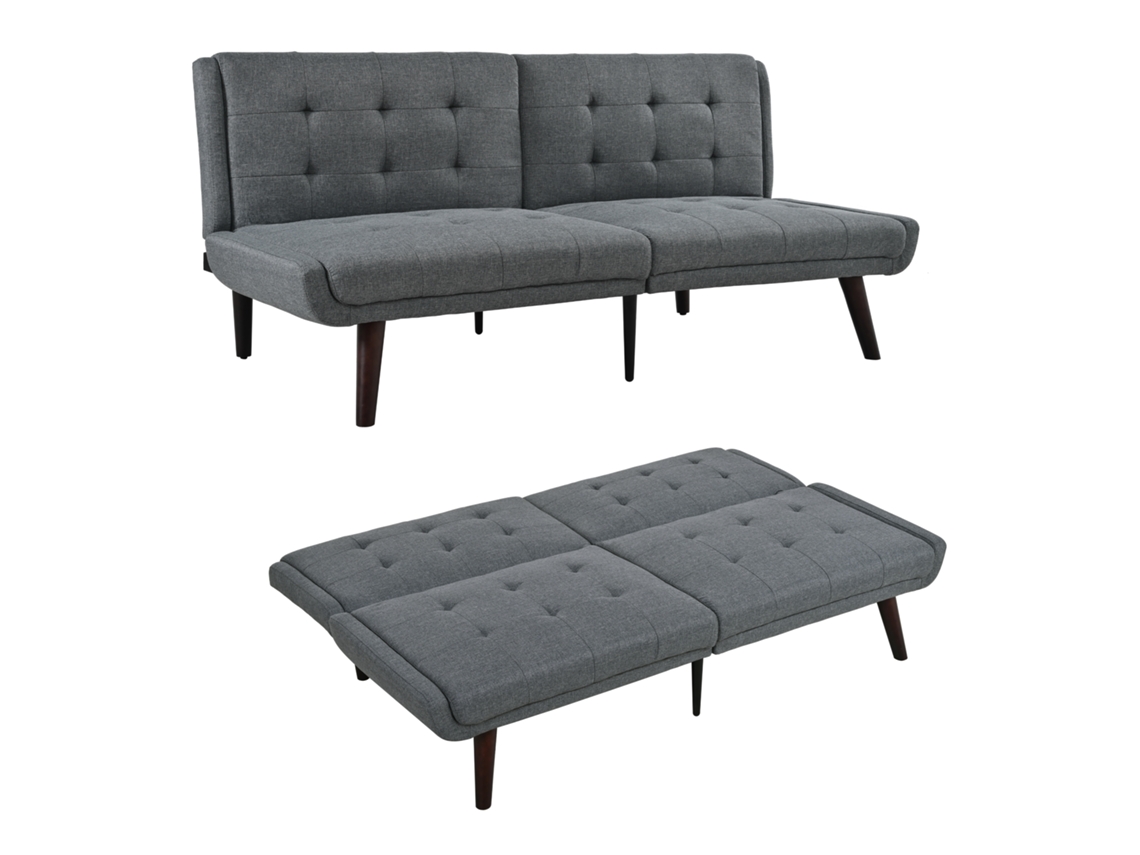 Sofá cama futón de 146 cm con respaldo reclinable de 5 posiciones, gris compacto Mobrio