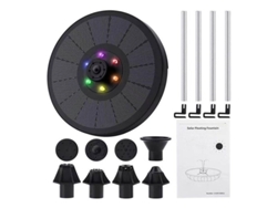 Bomba de agua para fuente con 6 luces LED de colores para piscinas y estanques pequeños, 7 V/3 W con 8 boquillas, chrui