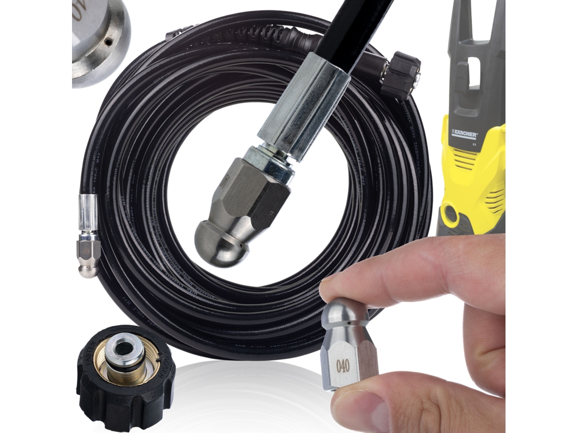 Manguera Alta Presión 4m – Boquilla Intercambiable | 2 bares, 6 °C | Compatible con hidrolimpiadora Kärcher K2–k7