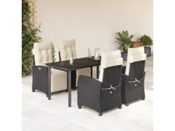 Juego de comedor de jardín de 5 piezas con cojines de mimbre negros de DKD Home Decor