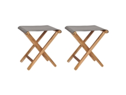 Sillas plegables (2 unidades), teca maciza y tela gris oscuro, Dkd Home Decor