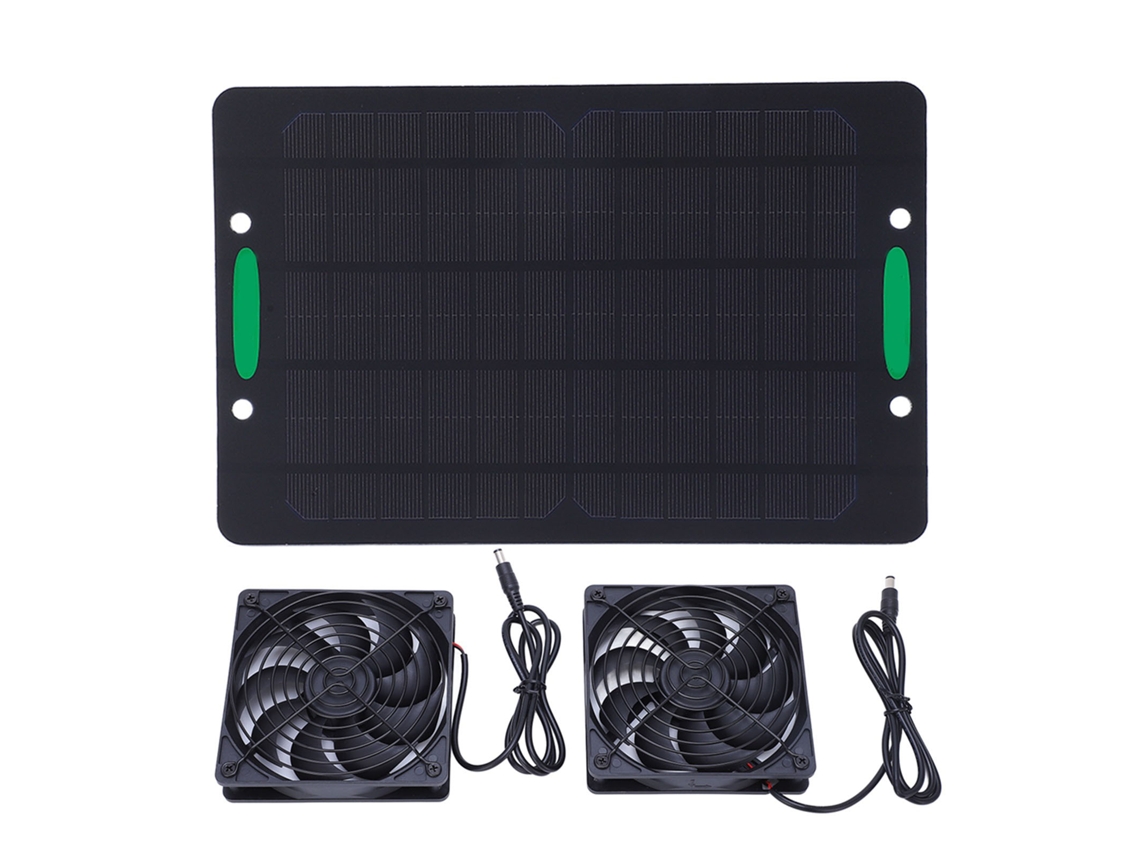 Ventilador Extractor Solar Doble De 10 W Para Ventilación Y Disipación De Calor En Invernaderos Y Gallineros.
