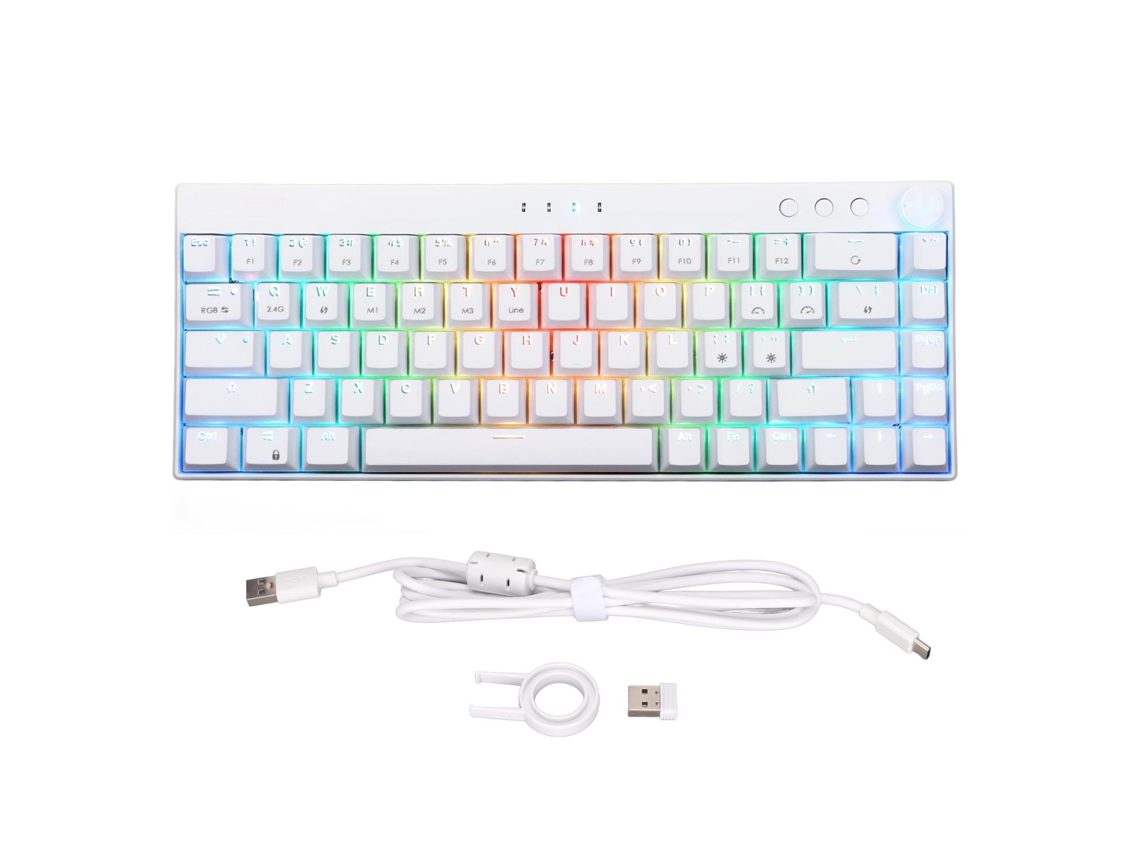 Teclado Mecánico De 68 Teclas Con Retroiluminación Rgb, Batería De 1800 Mah E Interruptores Rojos Y Blancos Para Juegos.