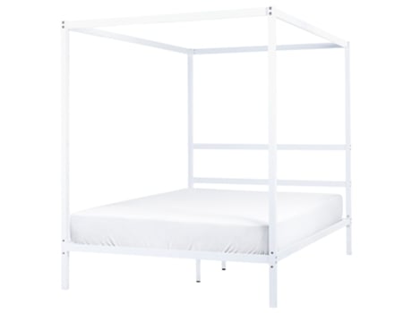 BELIANI Cama con dosel de metal blanco Lestards 148x209x189
