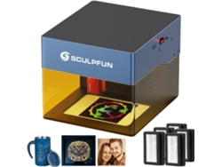 Grabador láser SCULPFUN Icube Pro Max de 10 W con alarma de temperatura de filtro de humo y 5 juegos de almohadillas de filtro