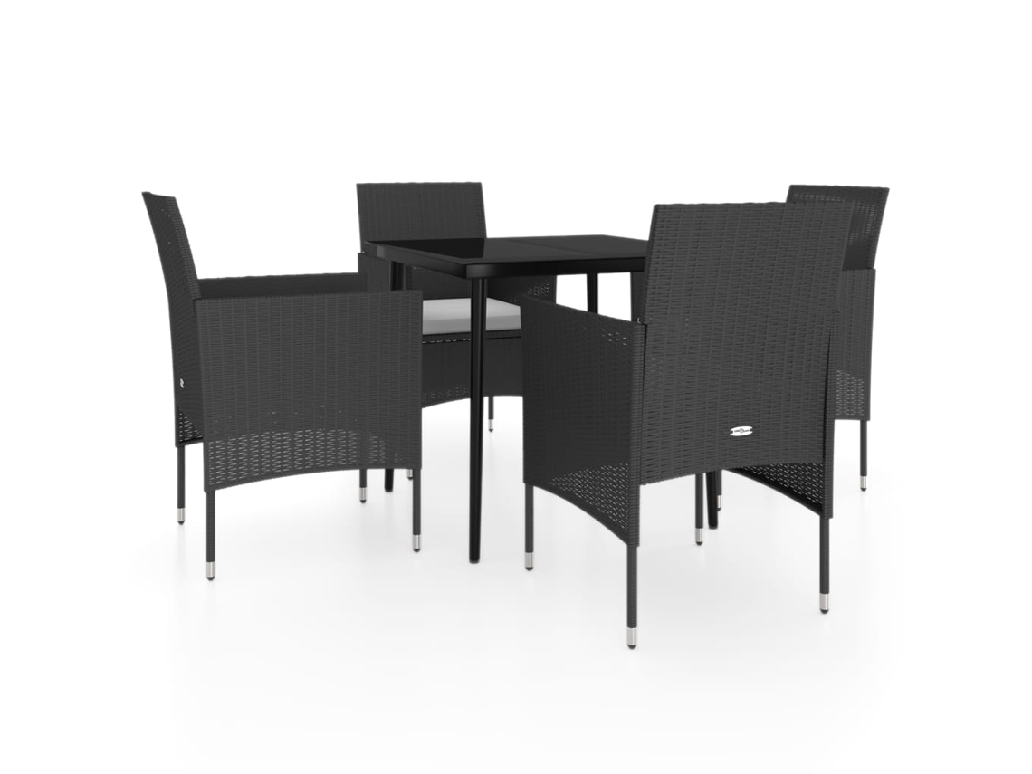 Maison Exclusive - Juego de comedor de jardín de 5 piezas con cojines, negro