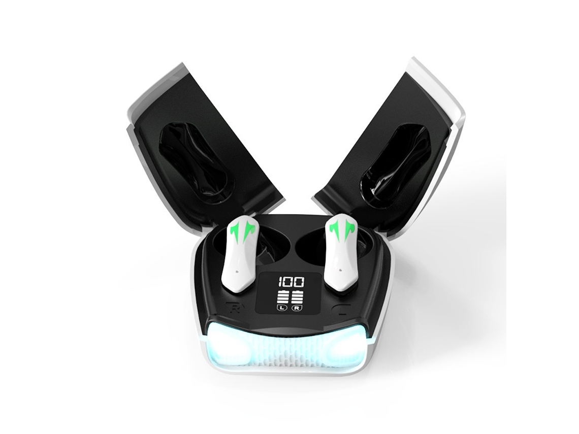 Auriculares inalámbricos Bluetooth 5.3 para juegos al aire libre con baja latencia, color blanco