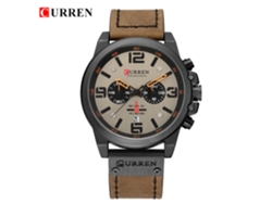Relógio Masculino De Negócios Com Pulseira De Couro (cinza Cáqui), À Prova D'água, Com Calendário, Multifuncional, De Quartzo E Seis Ponteiros.